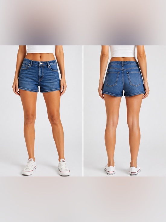 LOFT Pants - LOFT OUTLET Classic High-Rise Dark Blue Denim with Stripe Shorts